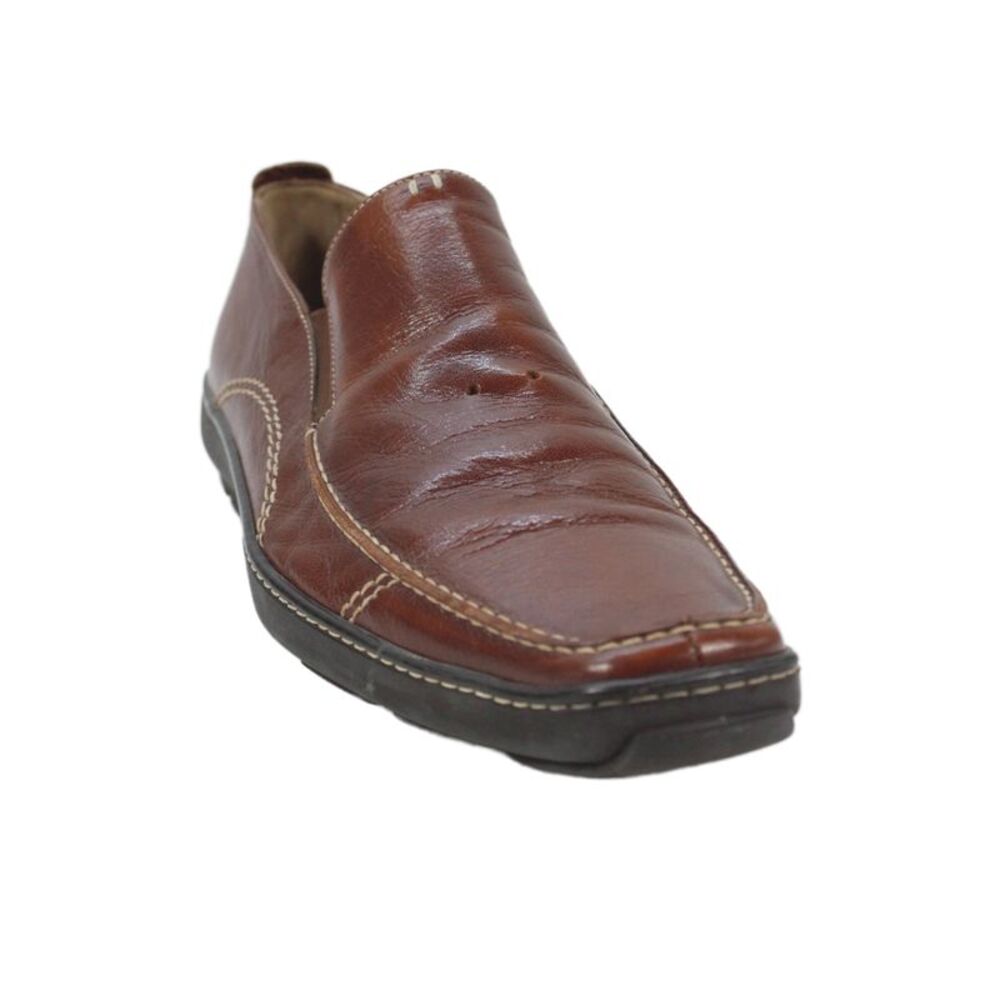 H.S. Trask Mens Bison Leather Slip On Dress Shoes Brown Size 12